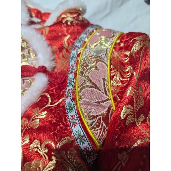 Traditional Chinese Toddler Two Piece Set Hanfu Faux fur trim tassel 3-4yrs - Picture 6 of 10